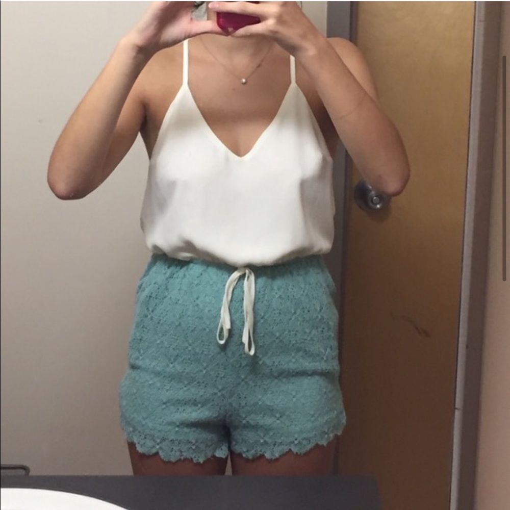 Lace Crochet Scalloped Hem Playsuit Robin Egg - Picture 4 of 6